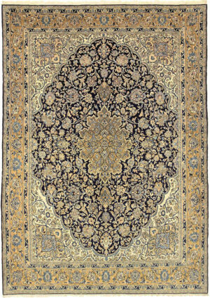 Qom hand-woven carpet (240x340 cm).