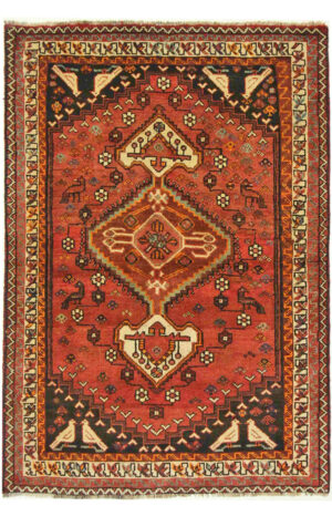 فرش دستبافت قشقایی قرمز(117x167) سانتیمتر