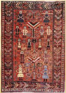 A carpet or rug with a doll design